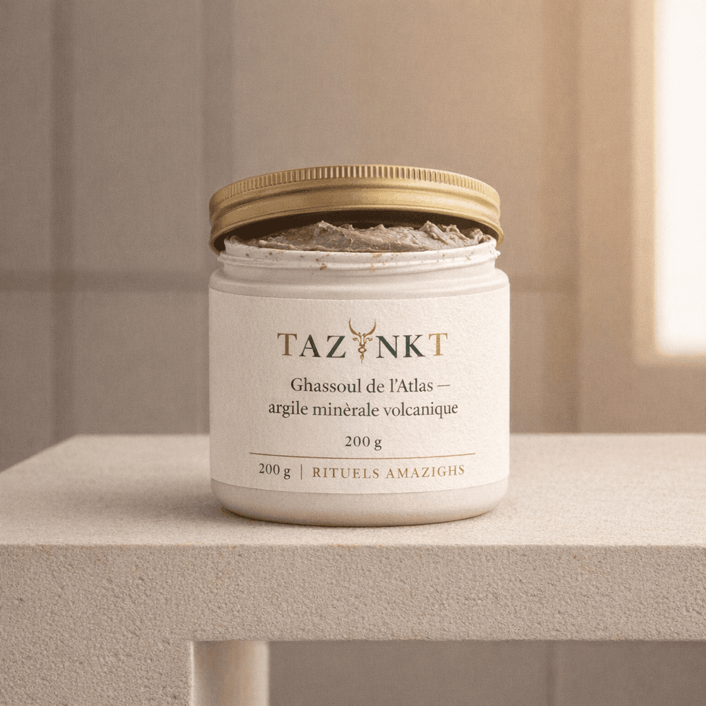 Préparation d'une pâte de ghassoul pour le lavage des cheveux